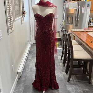 Jovani Sequin Strapless Gown